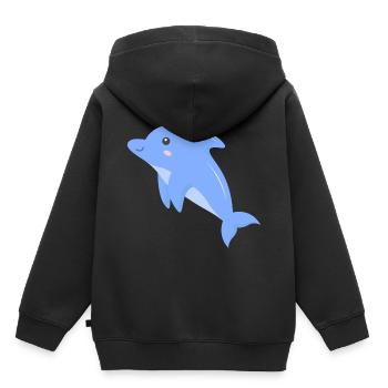 Delfinbaby Kleiner Delfin Kinder Damen Herren - Kinder Premium Organic Hoodie - Schwarz - Hinten - AI Model Kid Male (0cm)
