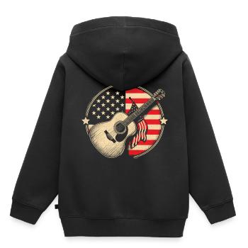Drapeau américain Country Music Song Lover USA Patriot - Sweat Premium à capuche enfant bio - noir - Dos - AI Model Kid Male (0cm)