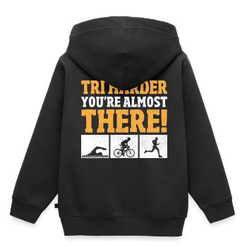 Tri Vous y êtes presque Triathlète Triathlo - Sweat Premium à capuche enfant bio - noir - Dos - AI Model Kid Male (0cm)