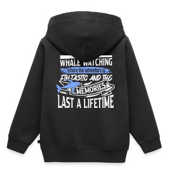 Orca Beobachtung für Buckelwale und Meerwale - Kinder Premium Organic Hoodie - Schwarz - Hinten - AI Model Kid Male (0cm)