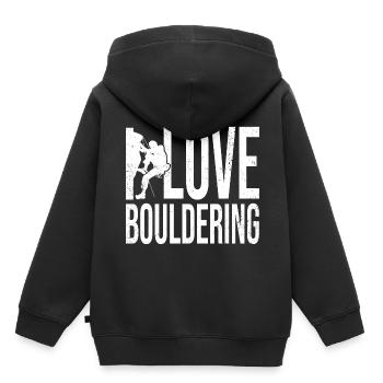 I Love Bouldering Rock Boulder Rock Climber Climbi - Kinder Premium Organic Hoodie - Schwarz - Hinten - AI Model Kid Male (0cm)