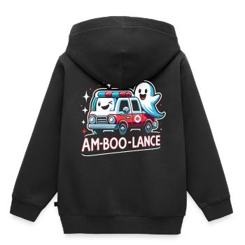Am-Boo-Lance Ambulancier ambulancier ambulanciers ambulanciers EMS Hallo - Sweat Premium à capuche enfant bio - noir - Dos - AI Model Kid Male (0cm)
