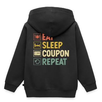 Eat Sleep Coupon Répéter Coupon Shopper Économiser - Sweat Premium à capuche enfant bio - noir - Dos - AI Model Kid Male (0cm)