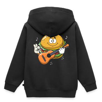 Gitarrist Gitarre Burger Musiker Musik Band Guitar - Kinder Premium Organic Hoodie - Schwarz - Hinten - AI Model Kid Male (0cm)