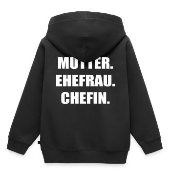 Mutter - Kinder Premium Organic Hoodie - Schwarz - Hinten - AI Model Kid Male (0cm)
