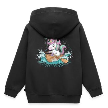 Ein Einhorn-Paddelboot - Kinder Premium Organic Hoodie - Schwarz - Hinten - AI Model Kid Male (0cm)