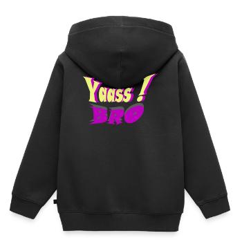 YAASS BRO - Sweat Premium à capuche enfant bio - noir - Dos - AI Model Kid Male (0cm)