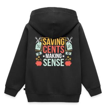Économiser des centimes Making Sense Couponer Shopper Économiser - Sweat Premium à capuche enfant bio - noir - Dos - AI Model Kid Male (0cm)