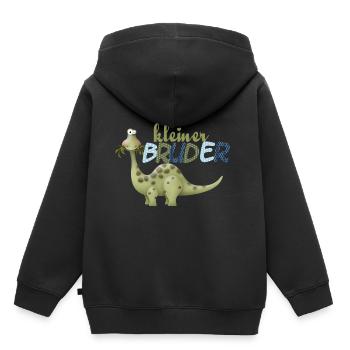 kleiner Bruder Dinosaurier - Kinder Premium Organic Hoodie - Schwarz - Hinten - AI Model Kid Male (0cm)
