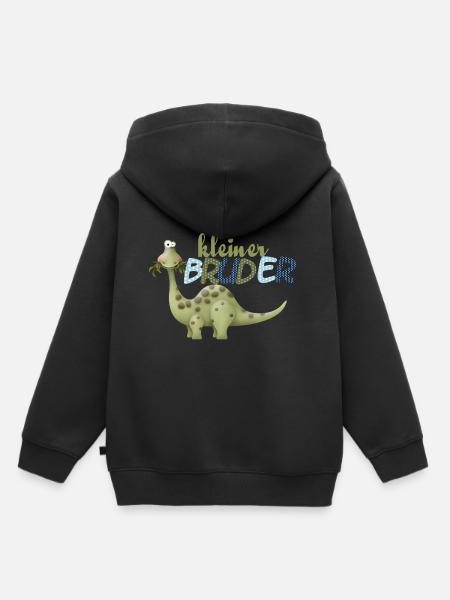 kleiner Bruder Dinosaurier - Kinder Premium Organic Hoodie - Schwarz