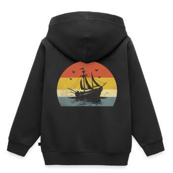 Retro Bootfahren Paddelboot - Kinder Premium Organic Hoodie - Schwarz - Hinten - AI Model Kid Male (0cm)