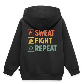 Sweat Fight Répéter Boxer Sports Musculation Gym - Sweat Premium à capuche enfant bio - noir - Dos - AI Model Kid Male (0cm)