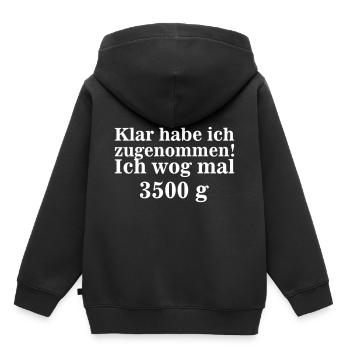 Bien sûr j'ai augmenté je pesais 3500 g - Sweat Premium à capuche enfant bio - noir - Dos - AI Model Kid Male (0cm)