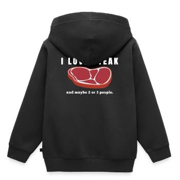 I love Steak BBQ Fleischliebhaber & Fleischfresser - Kinder Premium Organic Hoodie - Schwarz - Hinten - AI Model Kid Male (0cm)