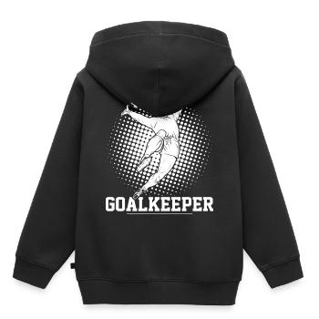 Gardien de but - Sweat Premium à capuche enfant bio - noir - Dos - AI Model Kid Male (0cm)