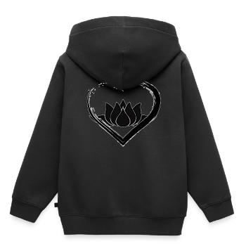 Coeur noir Lotus - Sweat Premium à capuche enfant bio - noir - Dos - AI Model Kid Male (0cm)