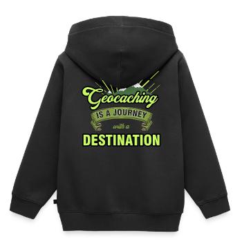 geocaching - Sweat Premium à capuche enfant bio - noir - Dos - AI Model Kid Male (0cm)