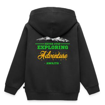 Abenteuer Reisen - Kinder Premium Organic Hoodie - Schwarz - Hinten - AI Model Kid Male (0cm)