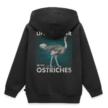 Strauß - Kinder Premium Organic Hoodie - Schwarz - Hinten - AI Model Kid Male (0cm)