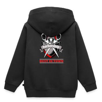 Meilleur salon de coiffure - Sweat Premium à capuche enfant bio - noir - Dos - AI Model Kid Male (0cm)