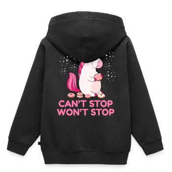 Can't Stop Won't Stop - Kinder Premium Organic Hoodie - Schwarz - Hinten - AI Model Kid Male (0cm)