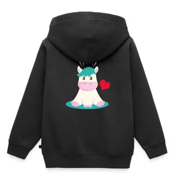 Cheval de bébé - Sweat Premium à capuche enfant bio - noir - Dos - AI Model Kid Male (0cm)