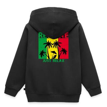 reggae - Sweat Premium à capuche enfant bio - noir - Dos - AI Model Kid Male (0cm)