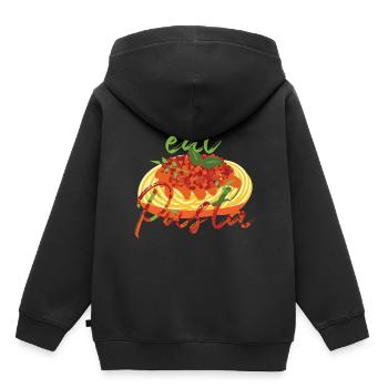 Pasta Nudeln - Kinder Premium Organic Hoodie - Schwarz - Hinten - AI Model Kid Male (0cm)