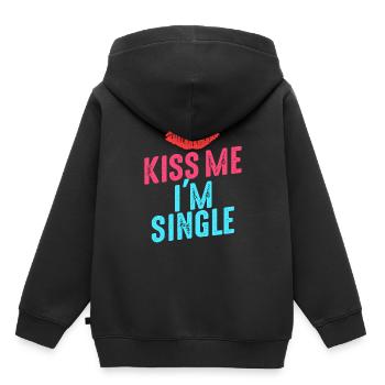 Kiss me I'm Single - Kinder Premium Organic Hoodie - Schwarz - Hinten - AI Model Kid Male (0cm)