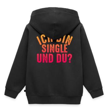 Ich bin single und du? - Kinder Premium Organic Hoodie - Schwarz - Hinten - AI Model Kid Male (0cm)