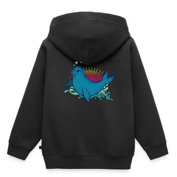 Seehund - Kinder Premium Organic Hoodie - Schwarz - Hinten - AI Model Kid Male (0cm)