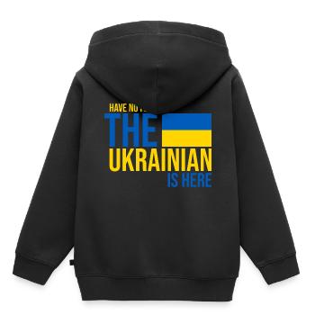 Ukraine - Kinder Premium Organic Hoodie - Schwarz - Hinten - AI Model Kid Male (0cm)