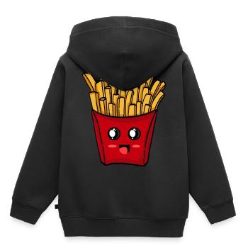 Frites frites - frites douces - Sweat Premium à capuche enfant bio - noir - Dos - AI Model Kid Male (0cm)