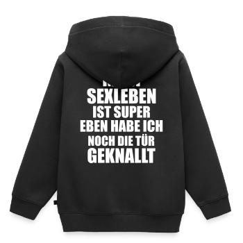 Sexlaben Funny Lustig spass geknallt tuer - Kinder Premium Organic Hoodie - Schwarz - Hinten - AI Model Kid Male (0cm)