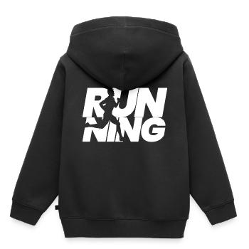 Coureur en cours d'exécution cadeau de jogging Jogger sport - Sweat Premium à capuche enfant bio - noir - Dos - AI Model Kid Male (0cm)