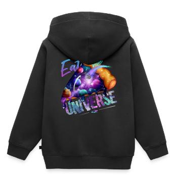 Galaxy Pizza Foodcontest - Sweat Premium à capuche enfant bio - noir - Dos - AI Model Kid Male (0cm)