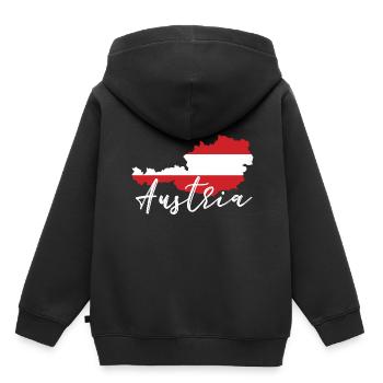 Autriche - Sweat Premium à capuche enfant bio - noir - Dos - AI Model Kid Male (0cm)
