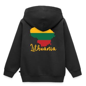 Lituanie - Sweat Premium à capuche enfant bio - noir - Dos - AI Model Kid Male (0cm)