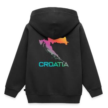 Kroatien - Kinder Premium Organic Hoodie - Schwarz - Hinten - AI Model Kid Male (0cm)