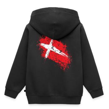 Dänemark - Kinder Premium Organic Hoodie - Schwarz - Hinten - AI Model Kid Male (0cm)