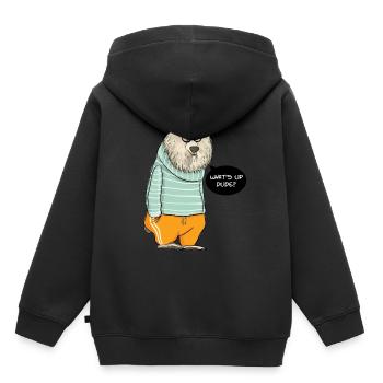 Dude Bear - Kinder Premium Organic Hoodie - Schwarz - Hinten - AI Model Kid Male (0cm)