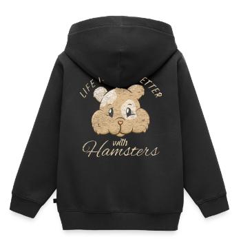 Hamster - Kinder Premium Organic Hoodie - Schwarz - Hinten - AI Model Kid Male (0cm)