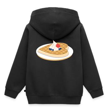 Waffeln Frühstück Geschenk Sahne Beeren Süßigkeit - Kinder Premium Organic Hoodie - Schwarz - Hinten - AI Model Kid Male (0cm)