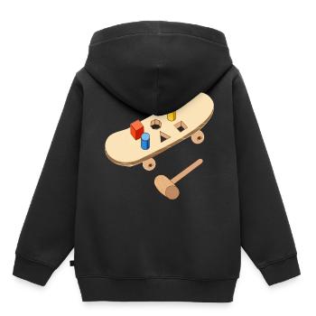 Skate Skateboard Bauklötze Klötze Spielfeld Skater - Kinder Premium Organic Hoodie - Schwarz - Hinten - AI Model Kid Male (0cm)