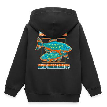 Galaxy Rasbora Danio Aquarium Aquarium Aquaristique - Sweat Premium à capuche enfant bio - noir - Dos - AI Model Kid Male (0cm)