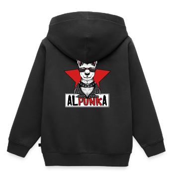 Alpunka Punk Alpaka Lama Punkrock Punkrocker Stern - Kinder Premium Organic Hoodie - Schwarz - Hinten - AI Model Kid Male (0cm)