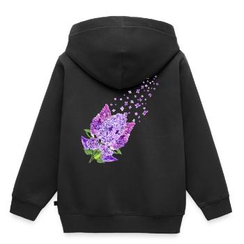 Fleurs de beaucoup de fleurs printemps flow lilas d’été - Sweat Premium à capuche enfant bio - noir - Dos - AI Model Kid Male (0cm)
