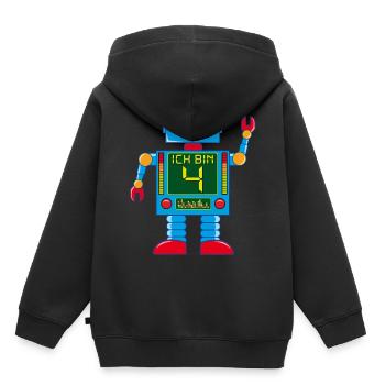 Roboter 4 Jahre 4. Geburtstag - Kinder Premium Organic Hoodie - Schwarz - Hinten - AI Model Kid Male (0cm)