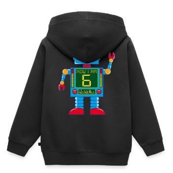 Roboter 6 Jahre 6. Geburtstag - Kinder Premium Organic Hoodie - Schwarz - Hinten - AI Model Kid Male (0cm)