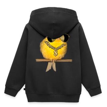 oiseau maléfique canari cool avec des lunettes de soleil - Sweat Premium à capuche enfant bio - noir - Dos - AI Model Kid Male (0cm)